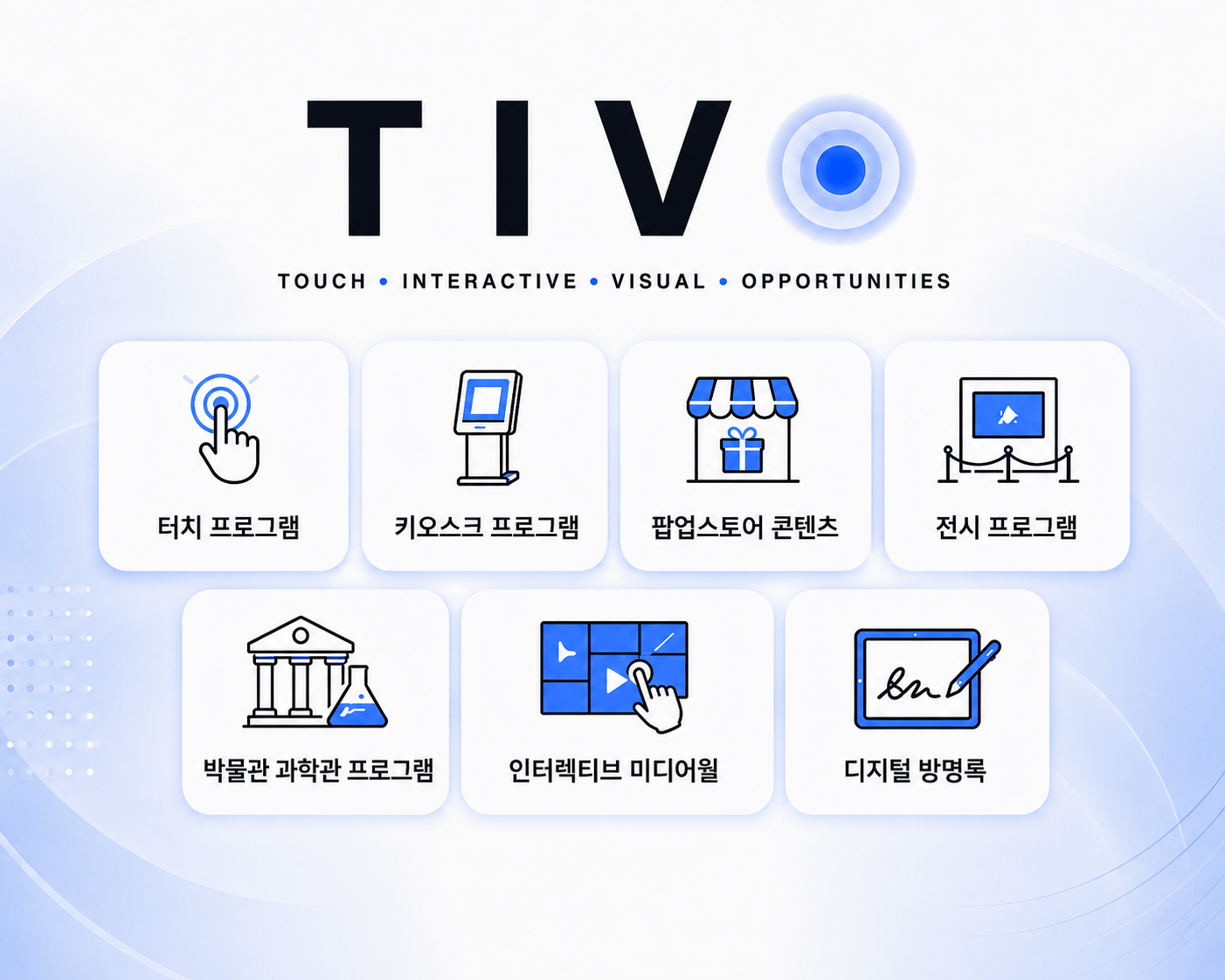 전시 공간에서 터치 프로그램을 체험하는 관람객